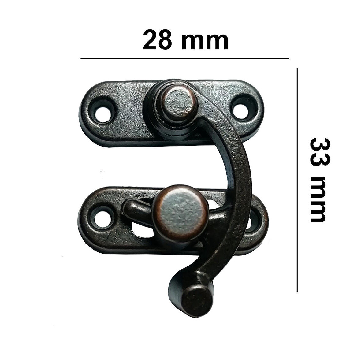 Orta Boy Oksit Yay Gözü Kancalı Kilit 10 adet Kutu Sandık ve Kapak Klipsi 28x33 mm