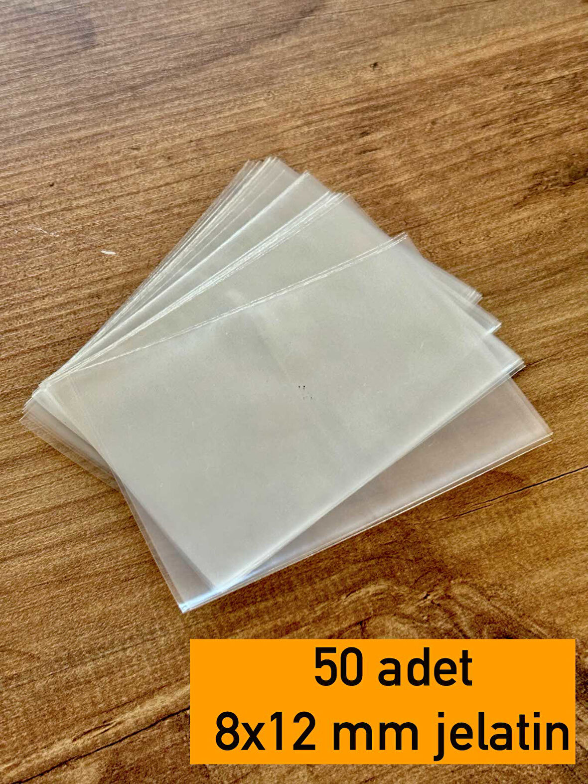 8X12 CM MİNİ ŞEFFAF JELATİN POŞET BANTSIZ DÜZ 50 ADET