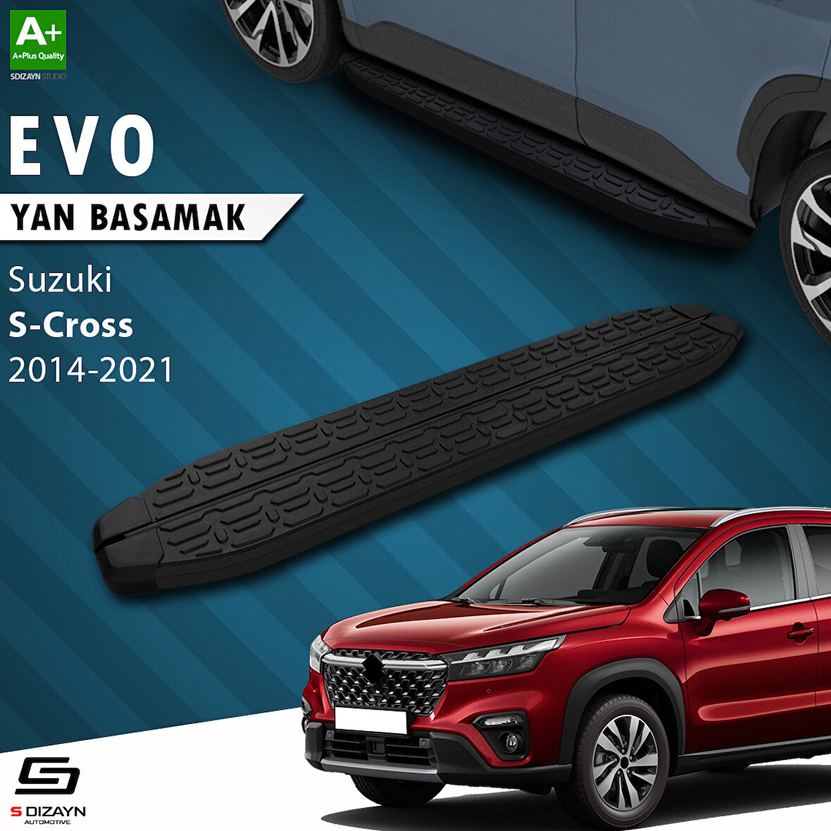 S-Dizayn Suzuki SX4 2 S-Cross Evo Siyah Yan Basamak 173 Cm 2014-2021 A+ Kalite