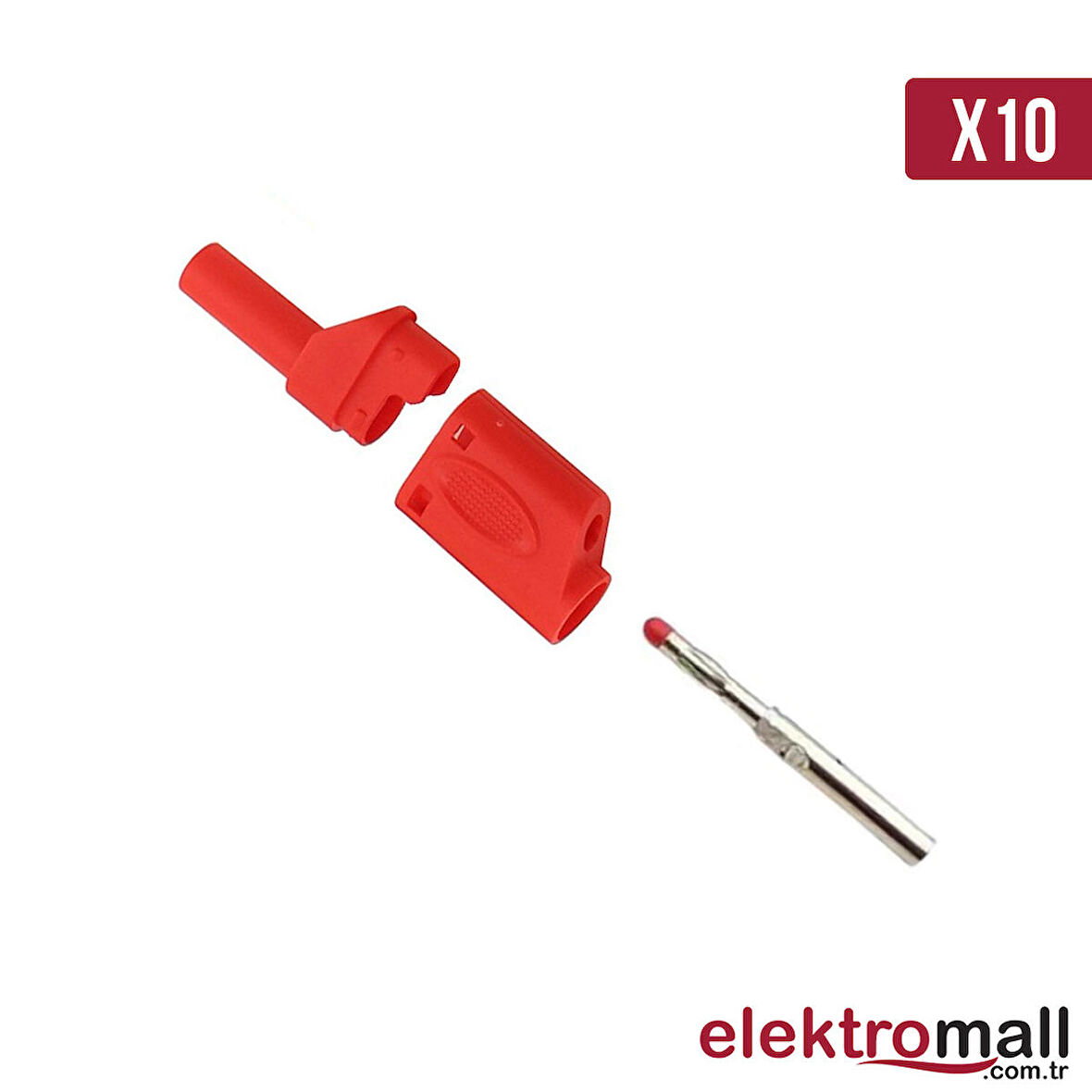 4mm Korumalı Kırmızı Banana Jack - 10 Adet