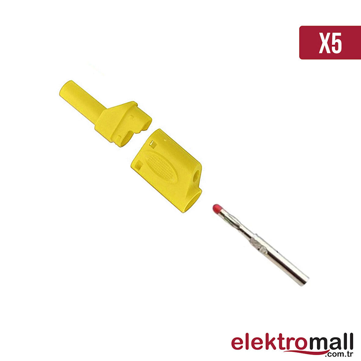 4mm Korumalı Sarı Banana Jack - 5 Adet