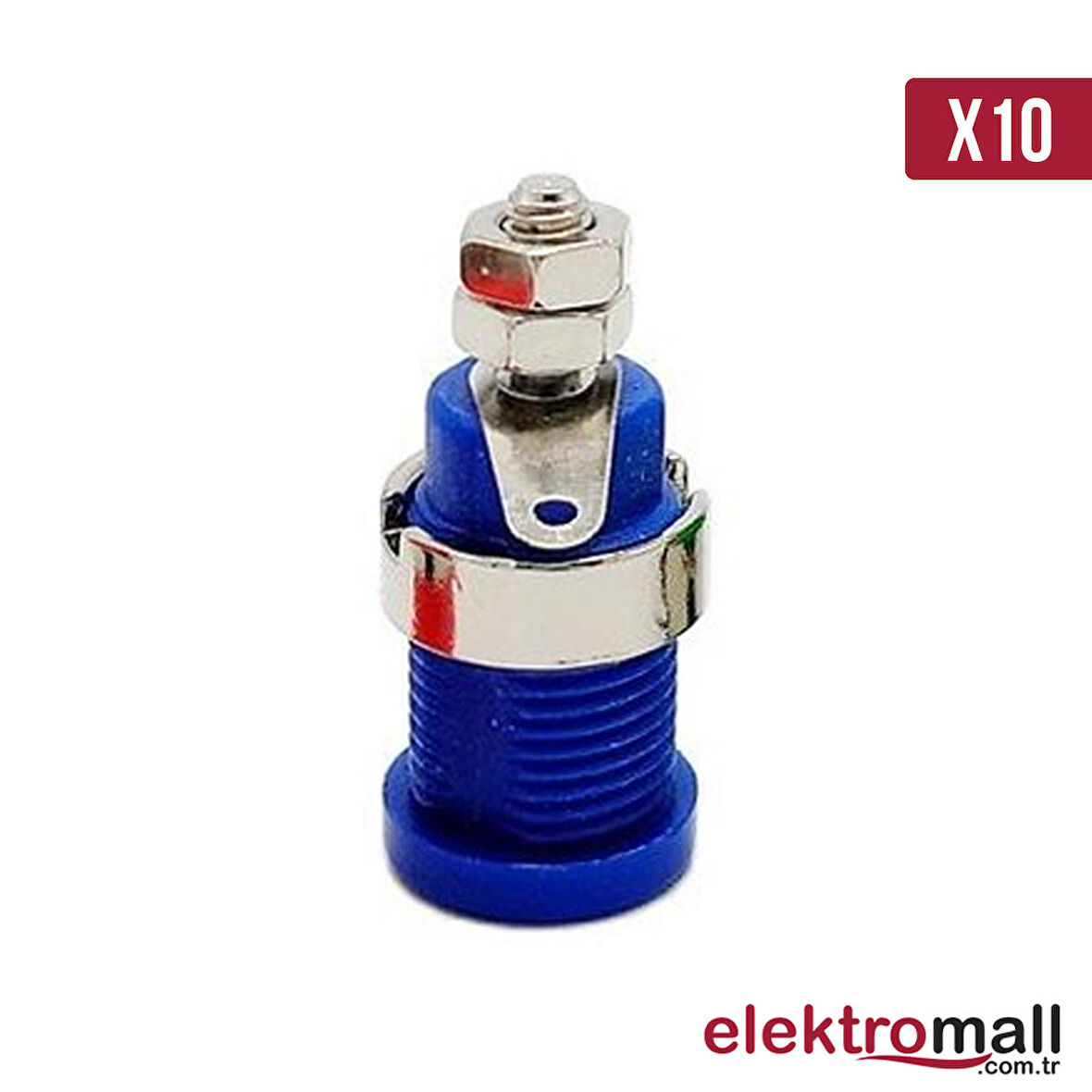 4mm Korumalı Mavi Born Jack - 10 Adet