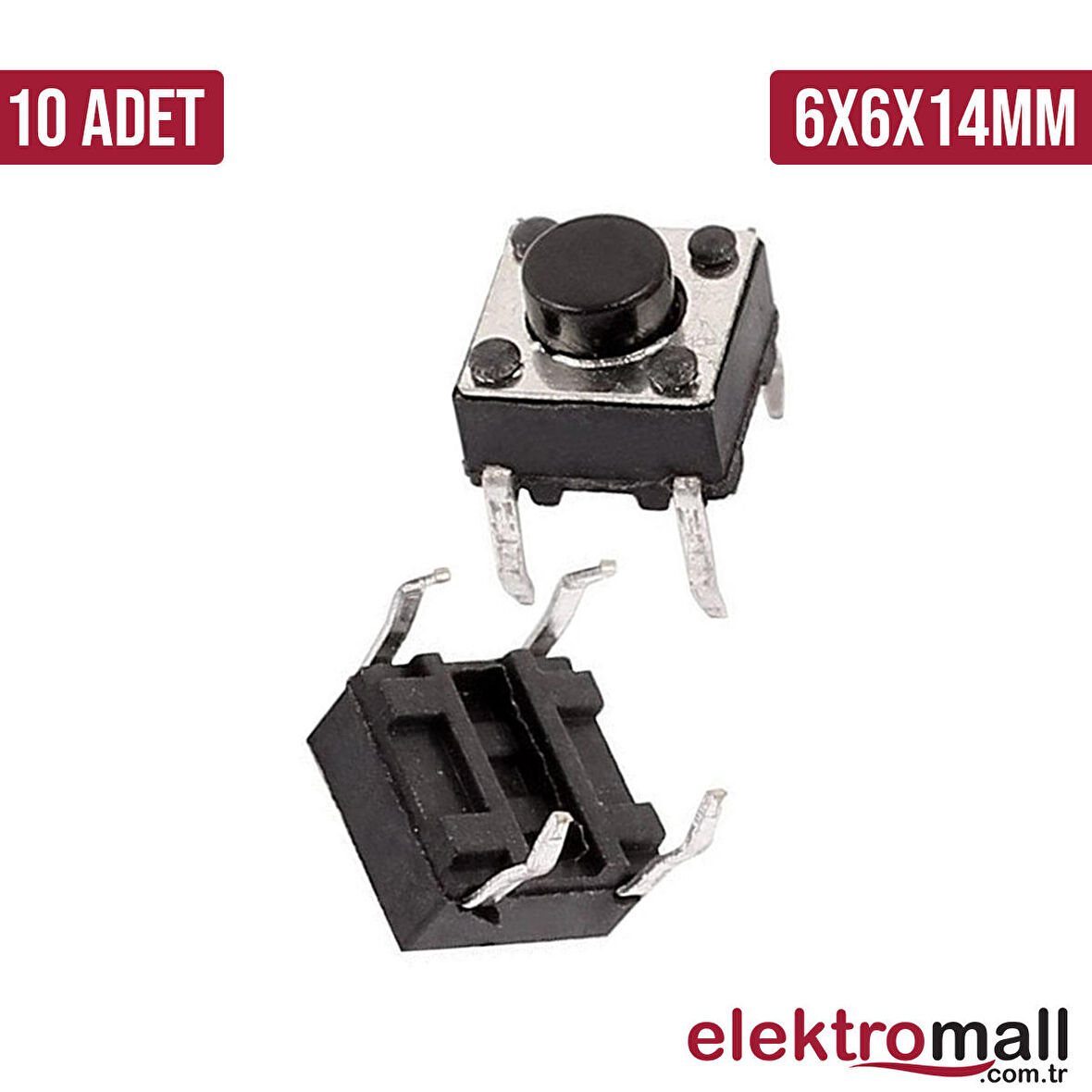 Tact Buton 6X6X14MM 4 Pinli Push Buton - 10 Adet