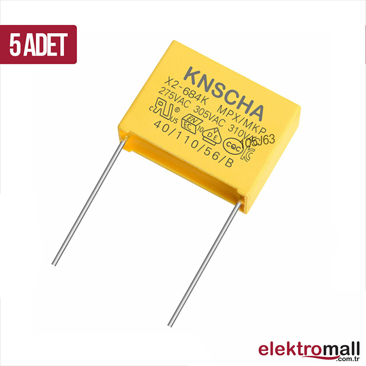 680nF 330VAC 22.5mm 684KMPX-X2 Polyester Kondansatör - 5 Adet