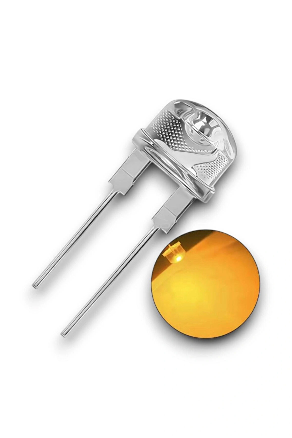 8mm Sarı Mantar Şeffaf Led - 50 Adet