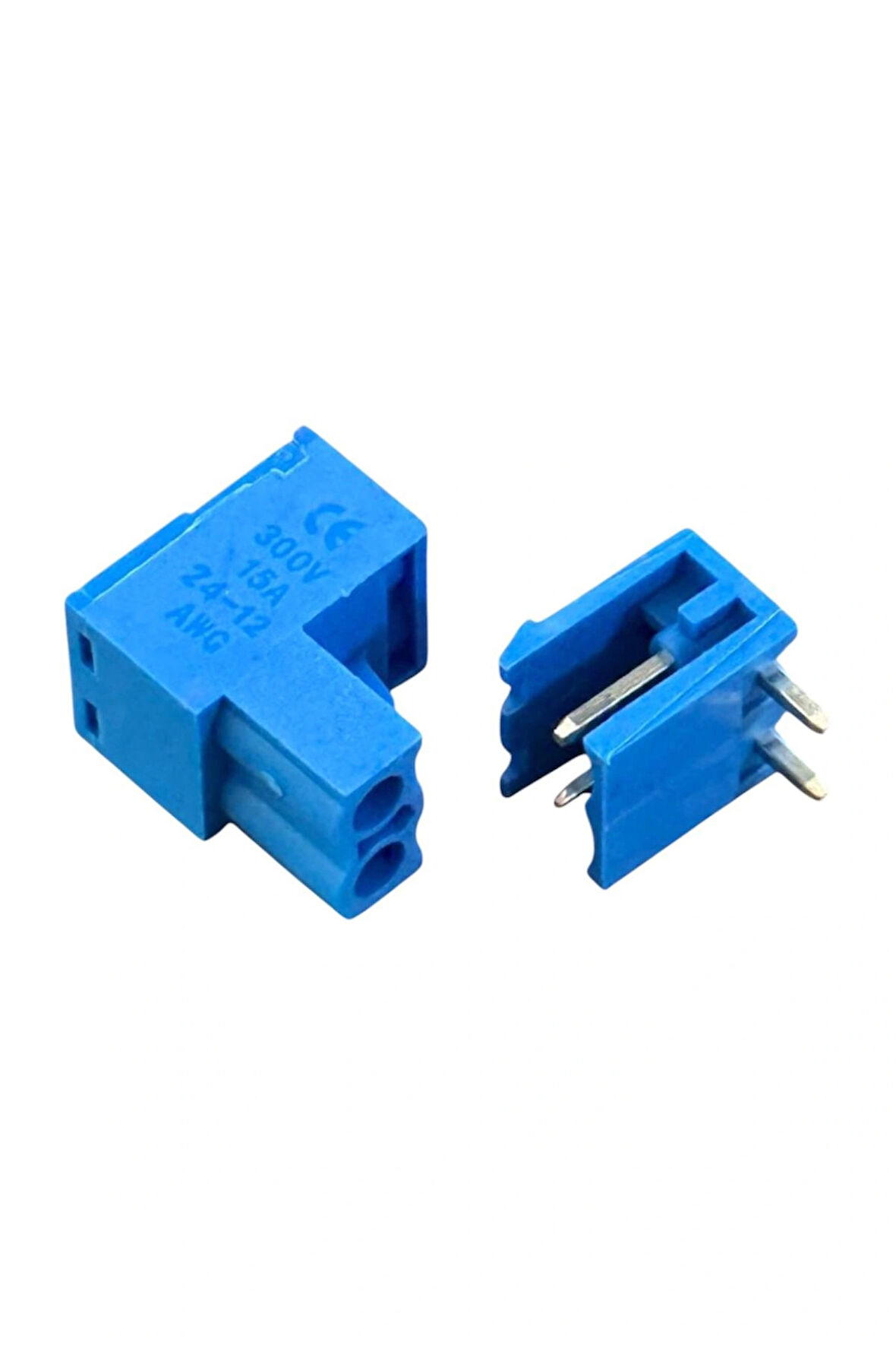 10 ADET - 2 PİN 5.08mm 90 Derece Geçmeli Mavi Takım Klemens