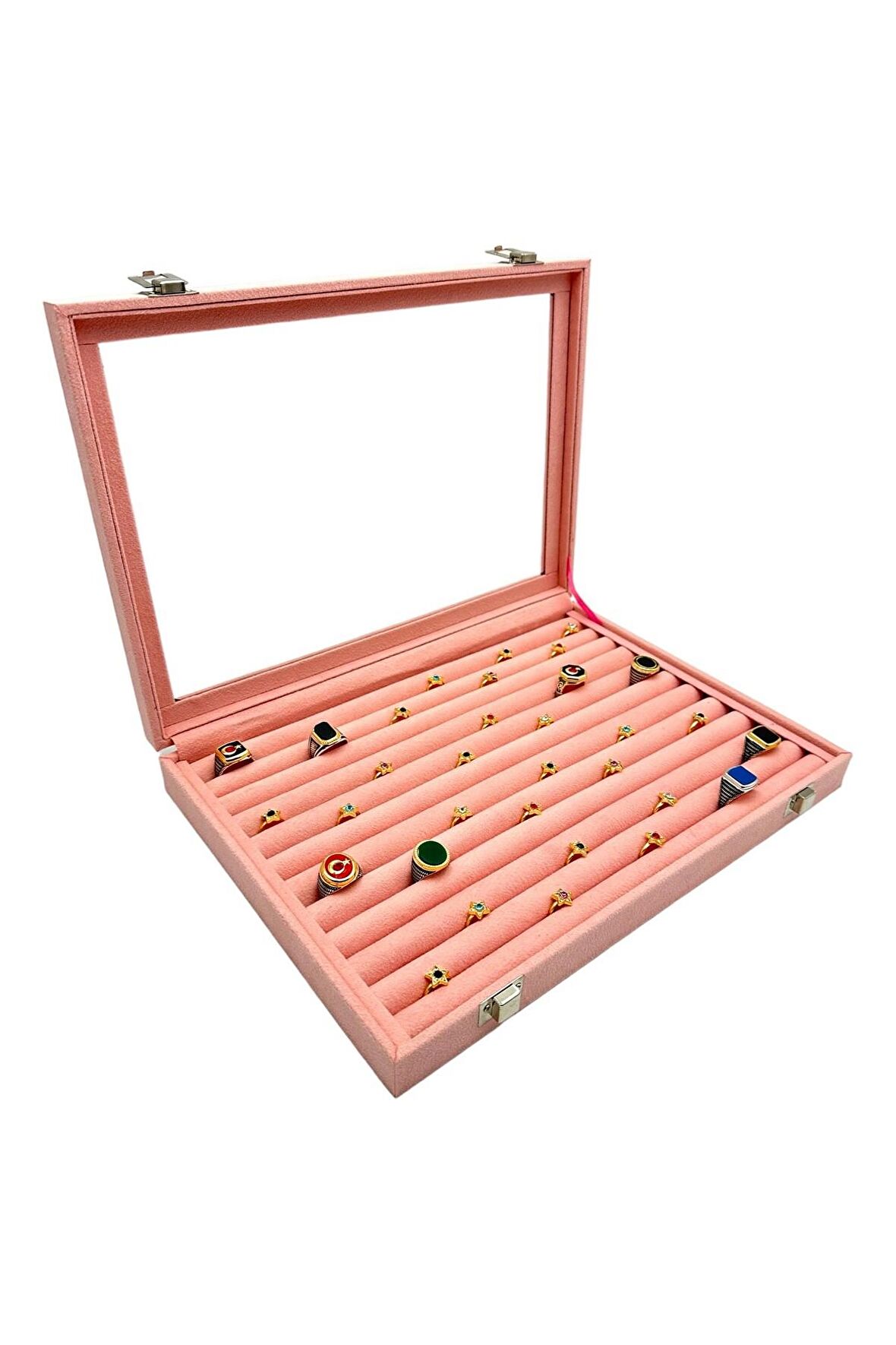 Yüzük ve Koldüğmesi Kutusu Pembe Süet