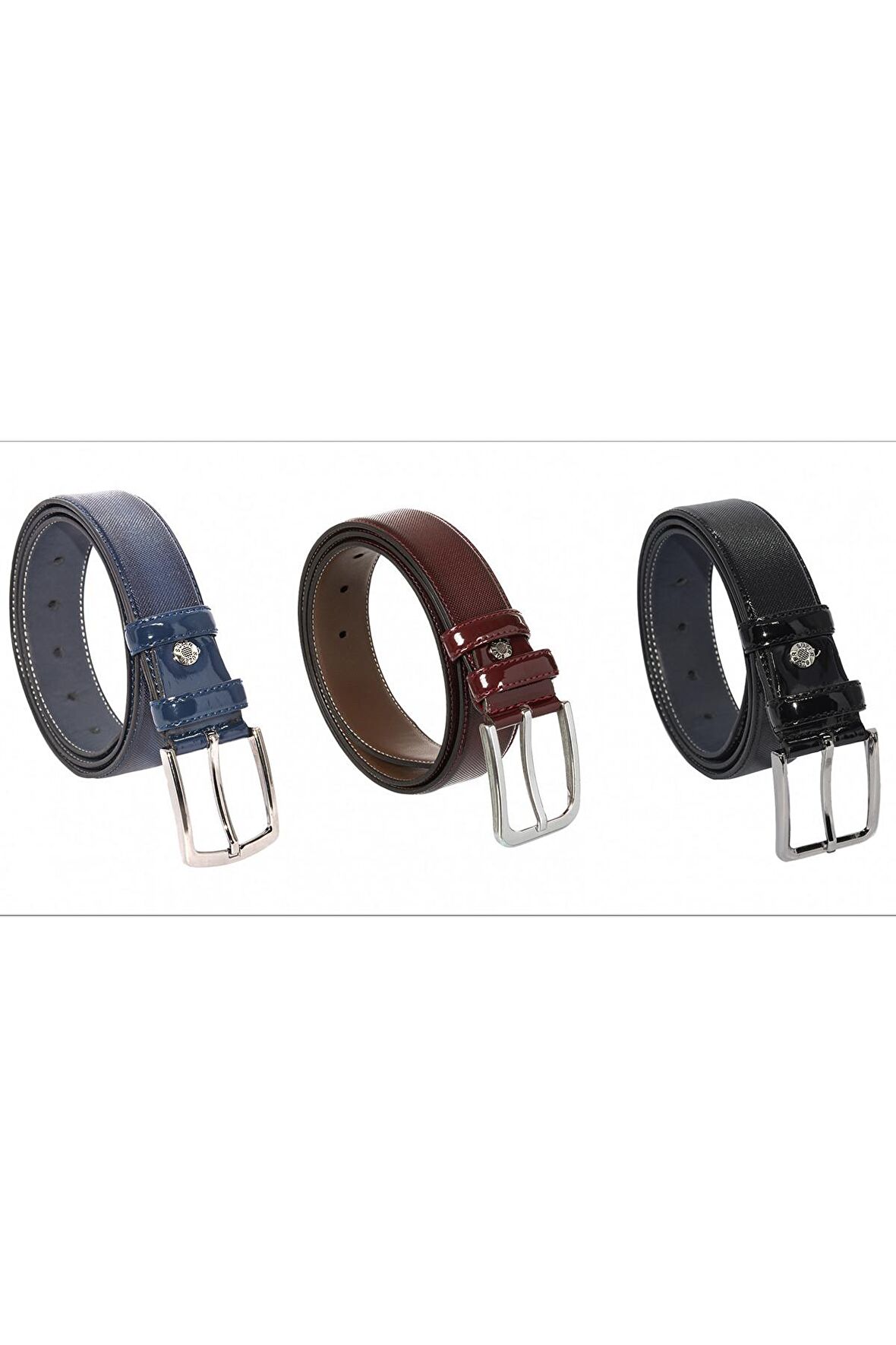 3 Adet x 3.5 Cm. Klasik Suni Deri Desenli Rugan Kemer - 80v