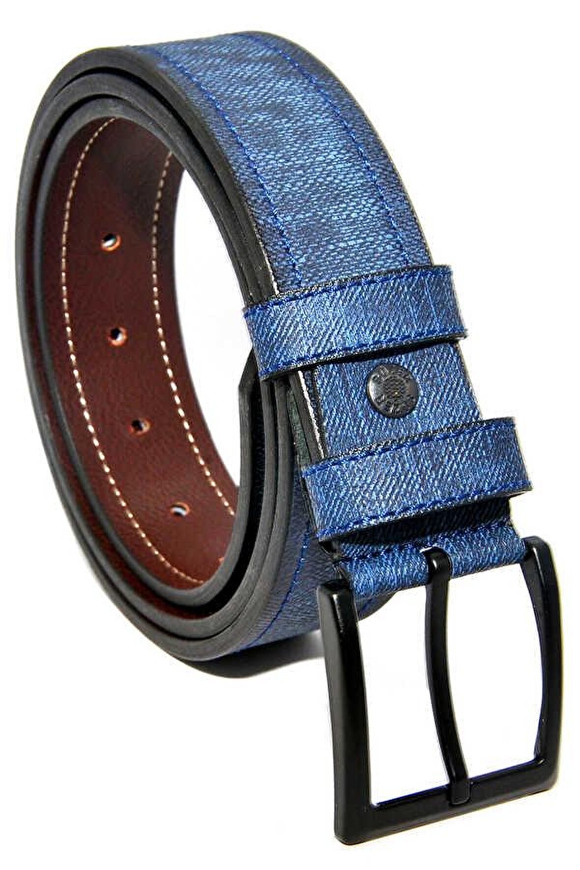 Süzer Deri * 4 Cm. Spor Suni Deri Dikişli Model Kemer Lacivert