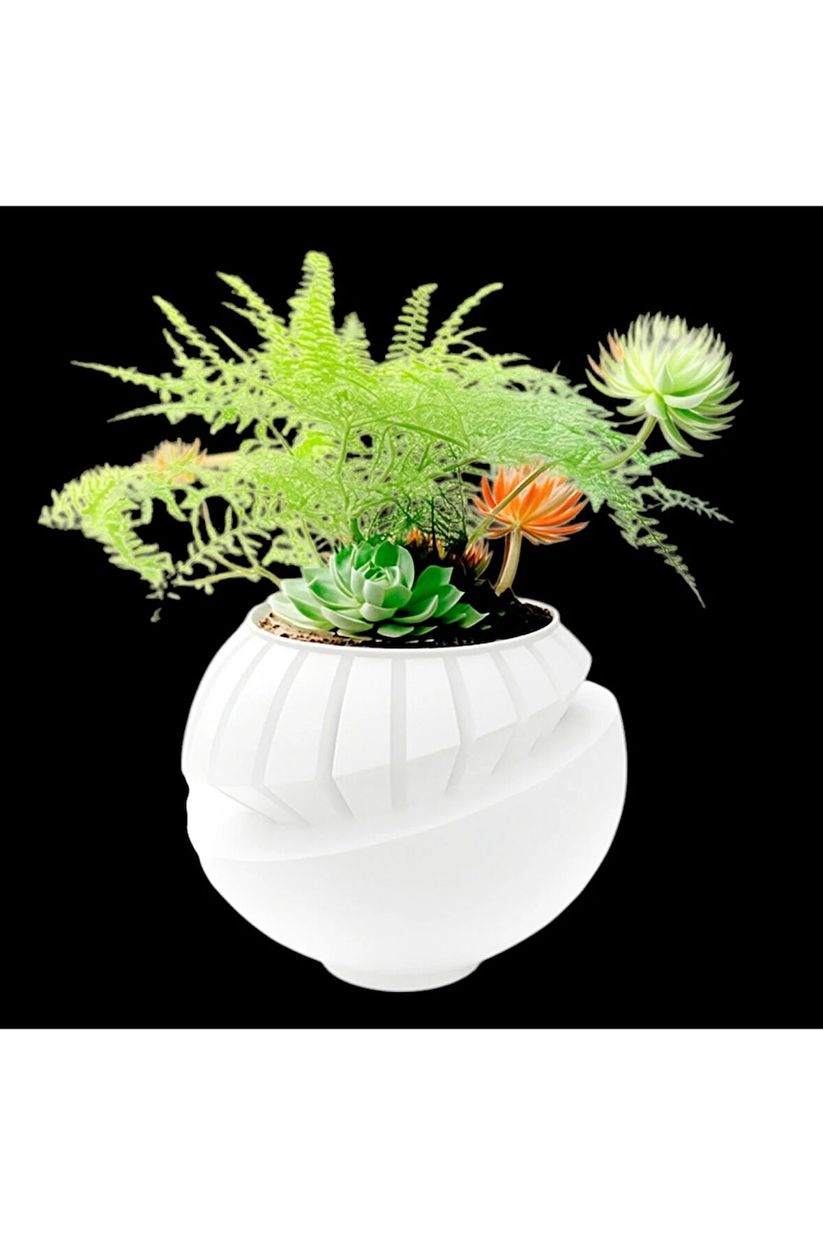 WaveForm Dalgalı Beyaz Bitki Saksısı - 3D Baskı PLA Tasarım