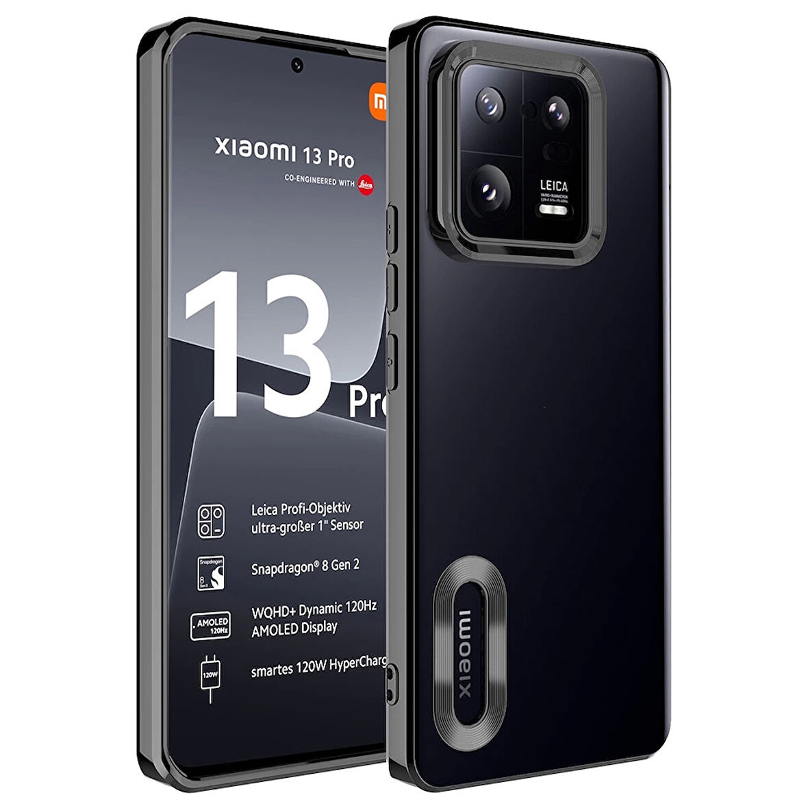 Xiaomi Mi 13 Pro Uyumlu Kılıf Kamera Korumalı Logo Gösteren Omega Kapak