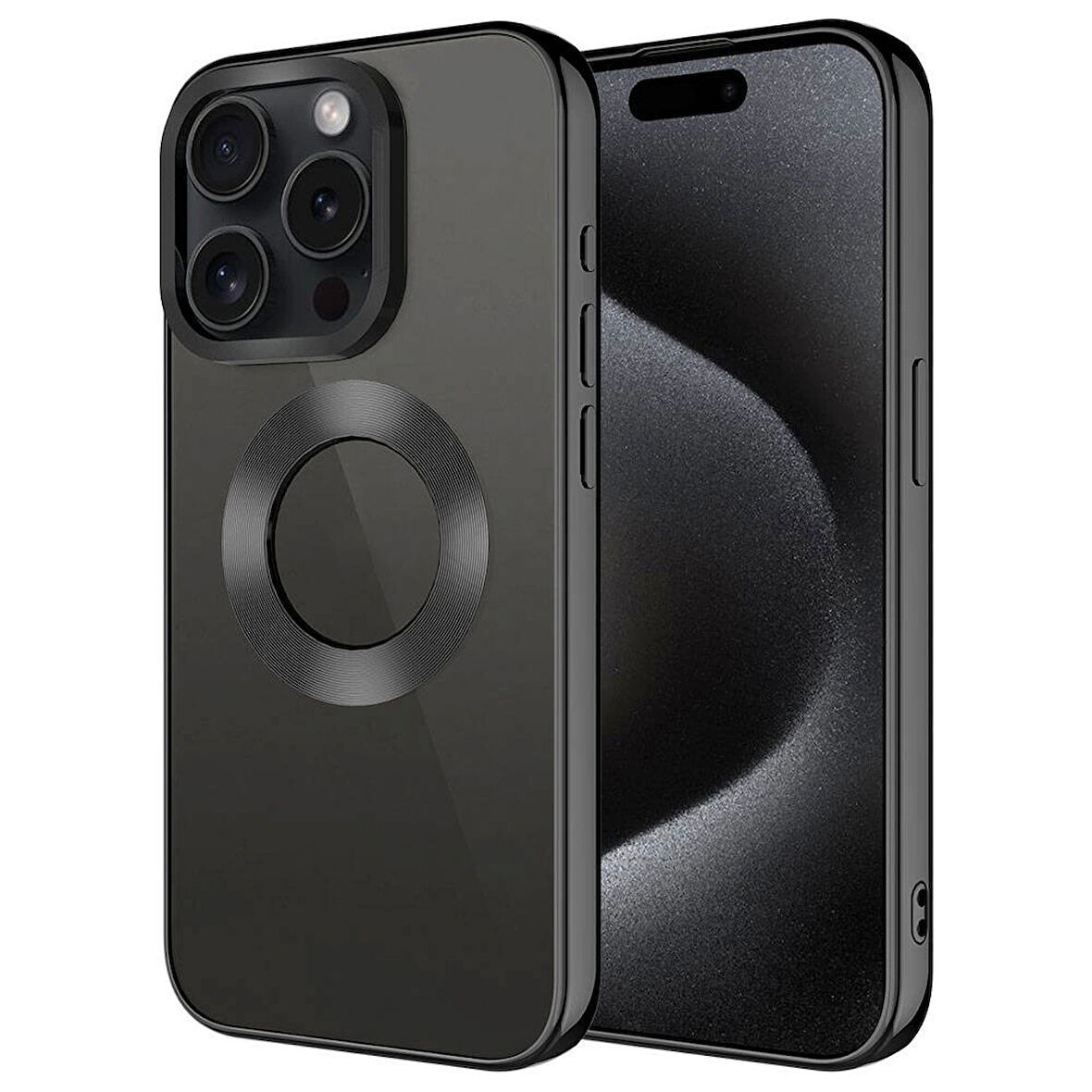 iPhone 15 Pro Max Uyumlu Kılıf Kamera Korumalı Logo Gösteren Omega Kapak