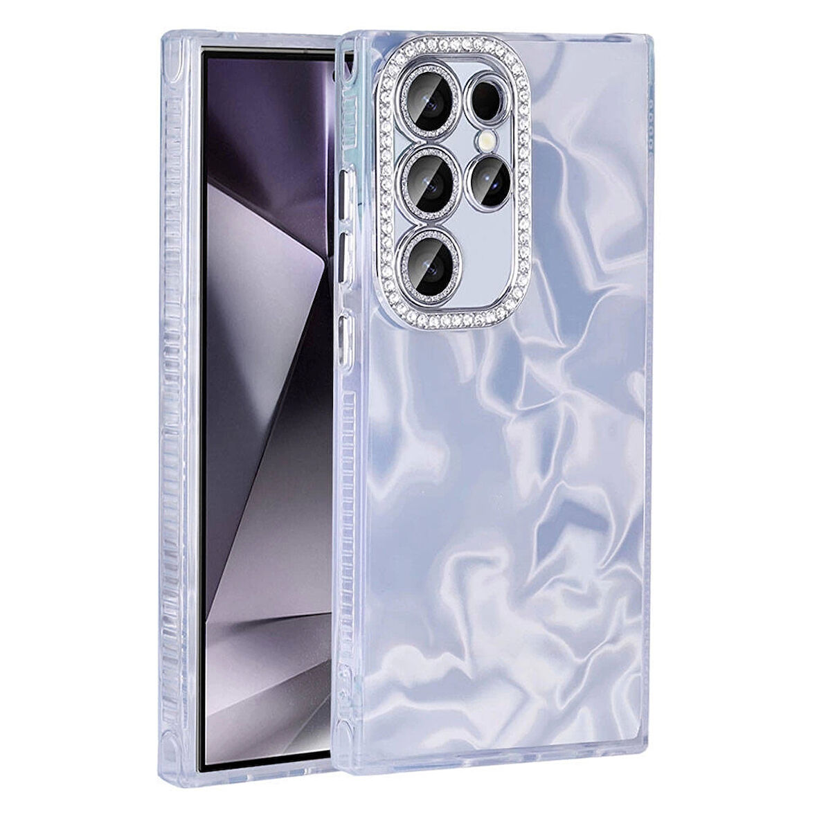 Galaxy S23 Ultra Uyumlu Kılıf Airbagli Parlak Taş Detay Tasarımlı Esila Kapak