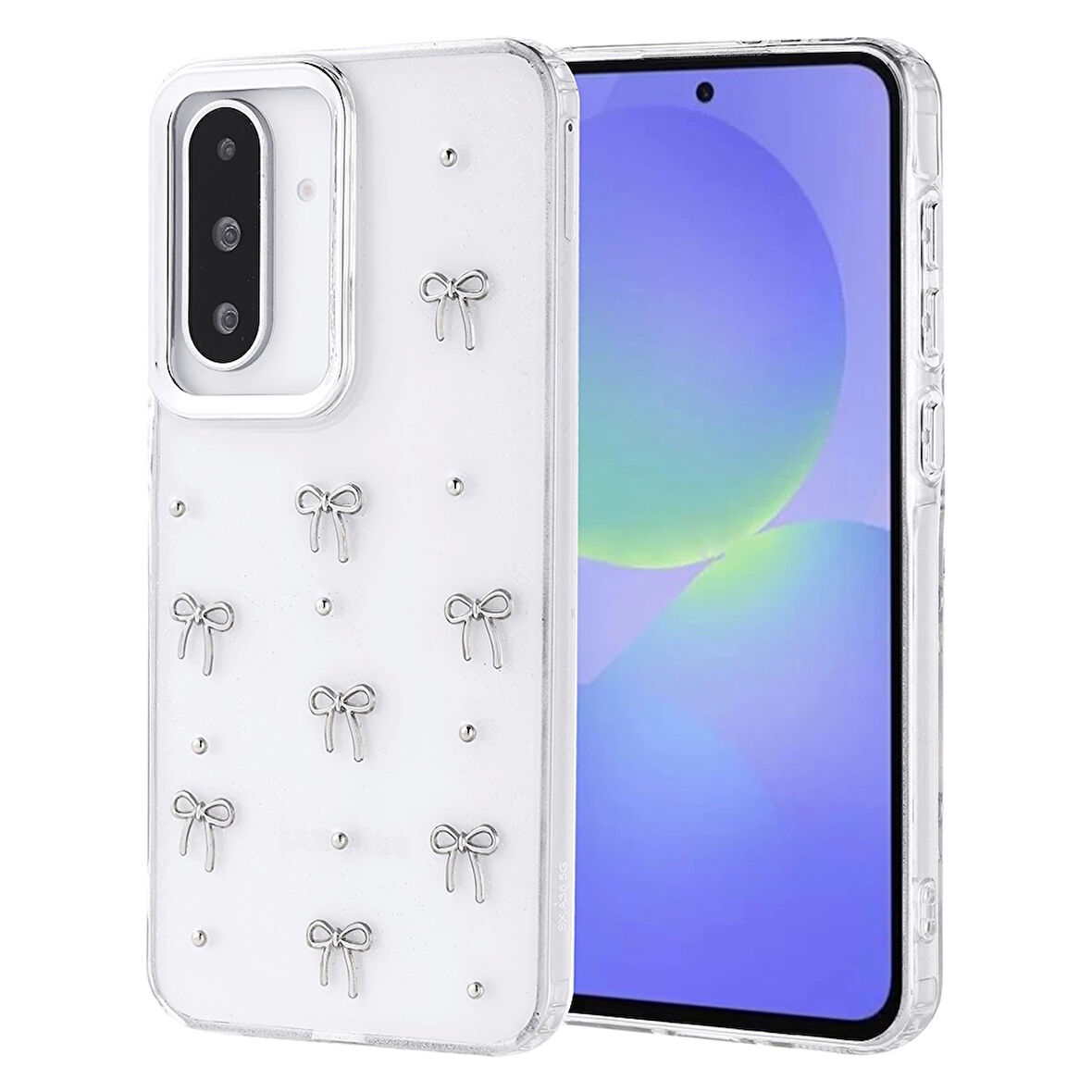 Galaxy A36 Uyumlu Kılıf Airbag Tasarımlı Simli Şeffaf Kabartma Figürlü Kutup Kapak