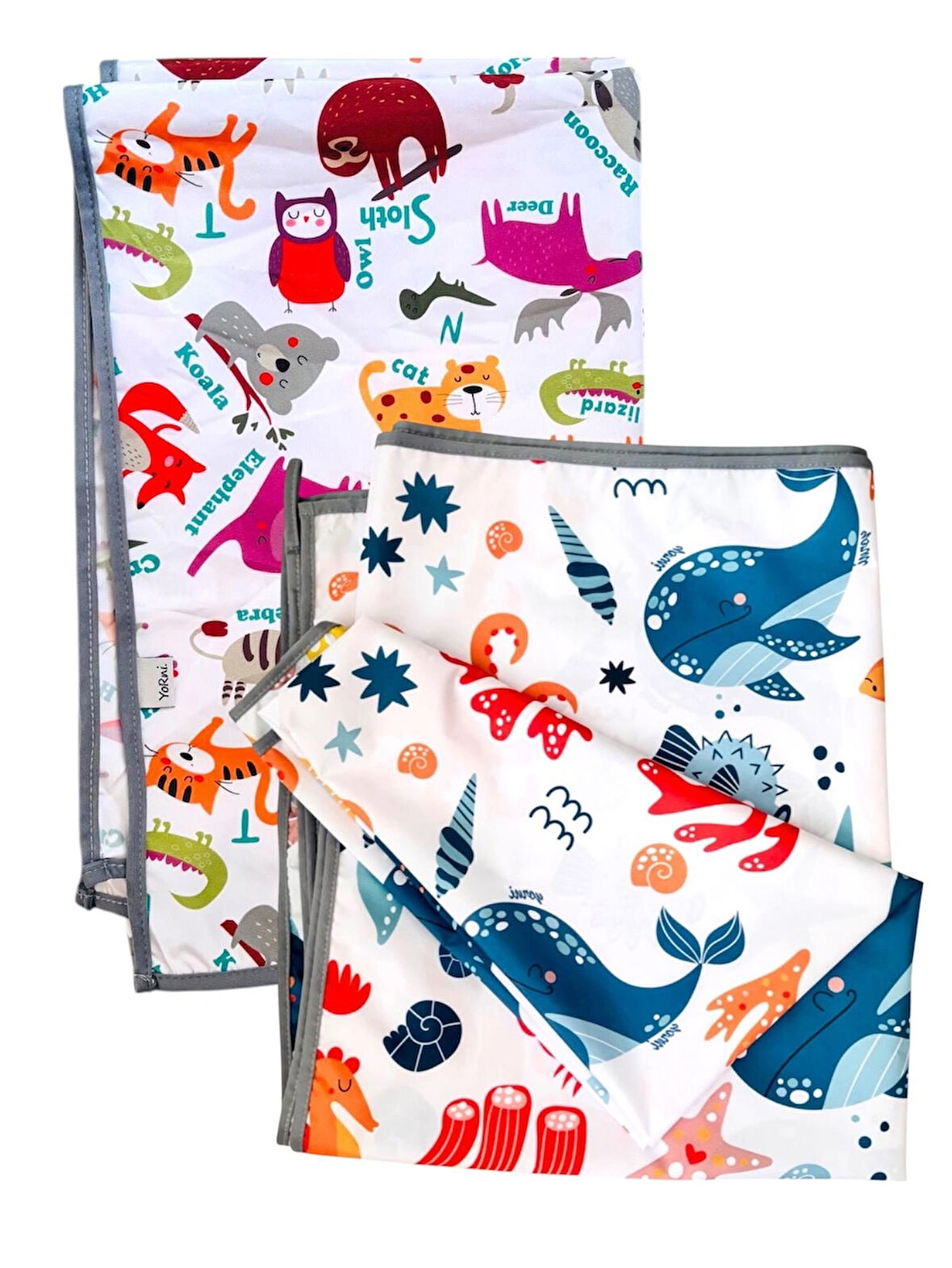 Yorni, SeaWorld Zoo İkili, Ekonomik Set, Ebat: 65x80cm, Sıvı Geçirmez Alt Açma Örtüsü, Bebek Bakım Örtüsü, Büyük Boy