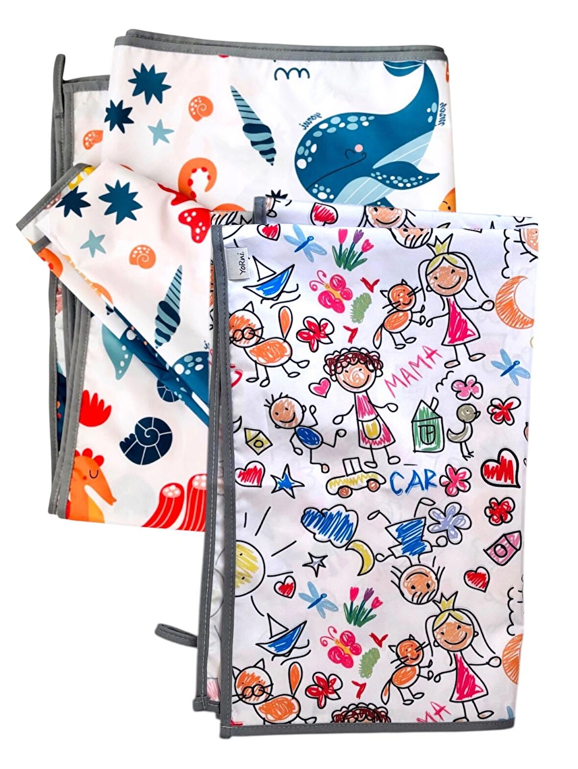 Yorni, SeaWorld Family İkili, Ekonomik Set, Ebat: 65x80cm, Sıvı Geçirmez Alt Açma Örtüsü, Bebek Bakım Örtüsü, Büyük Boy
