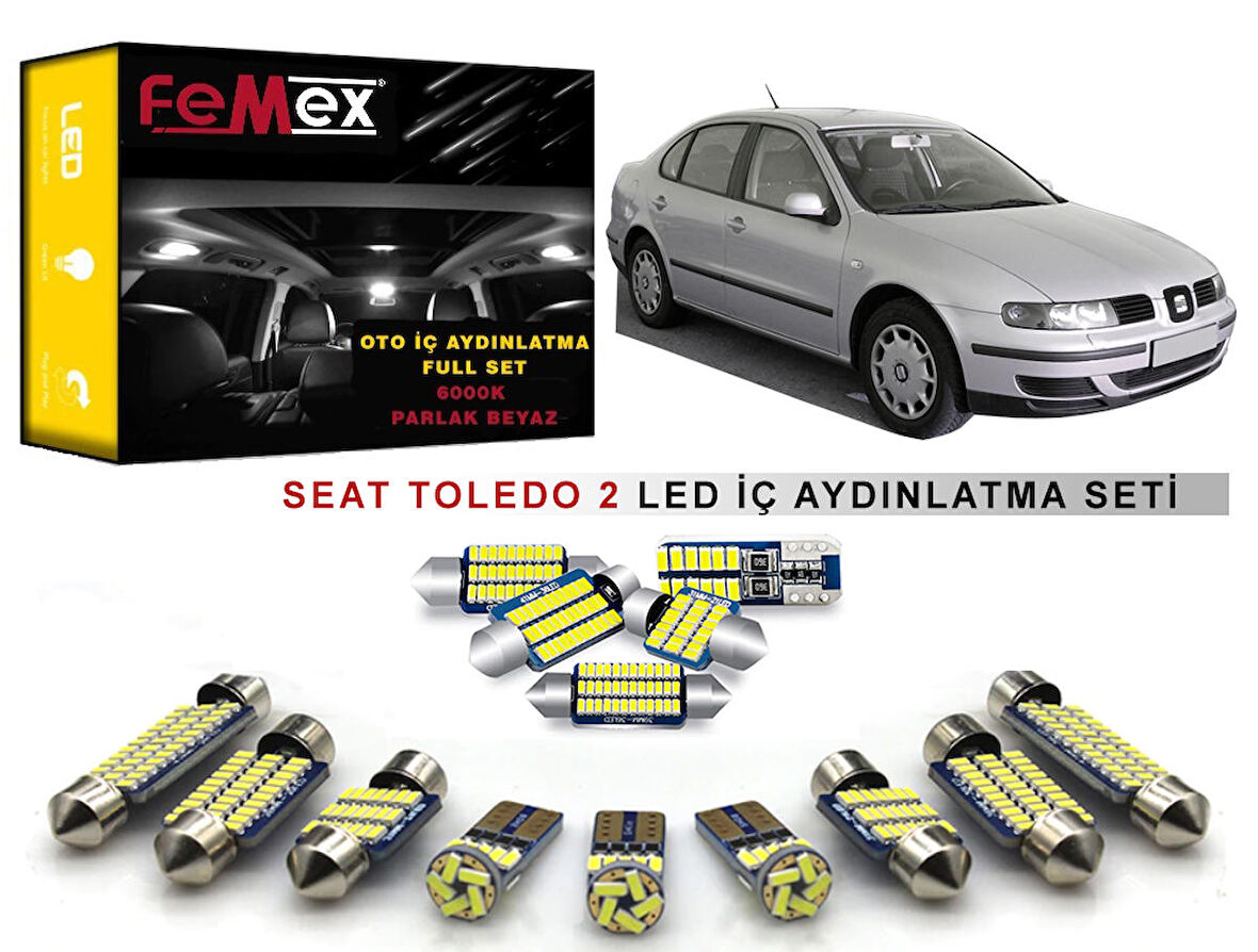 Seat Toledo 2 LED İç Aydınlatma Ampul Seti FEMEX Parlak Beyaz