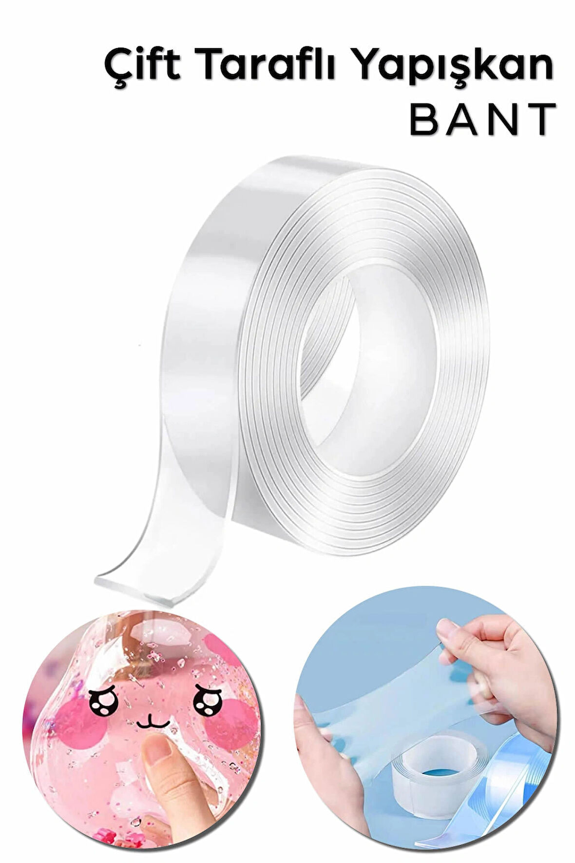 Çift Taraflı Yapışkan Bant Şeffaf Hobi Oyun Bandı - 180 cm X 3 cm