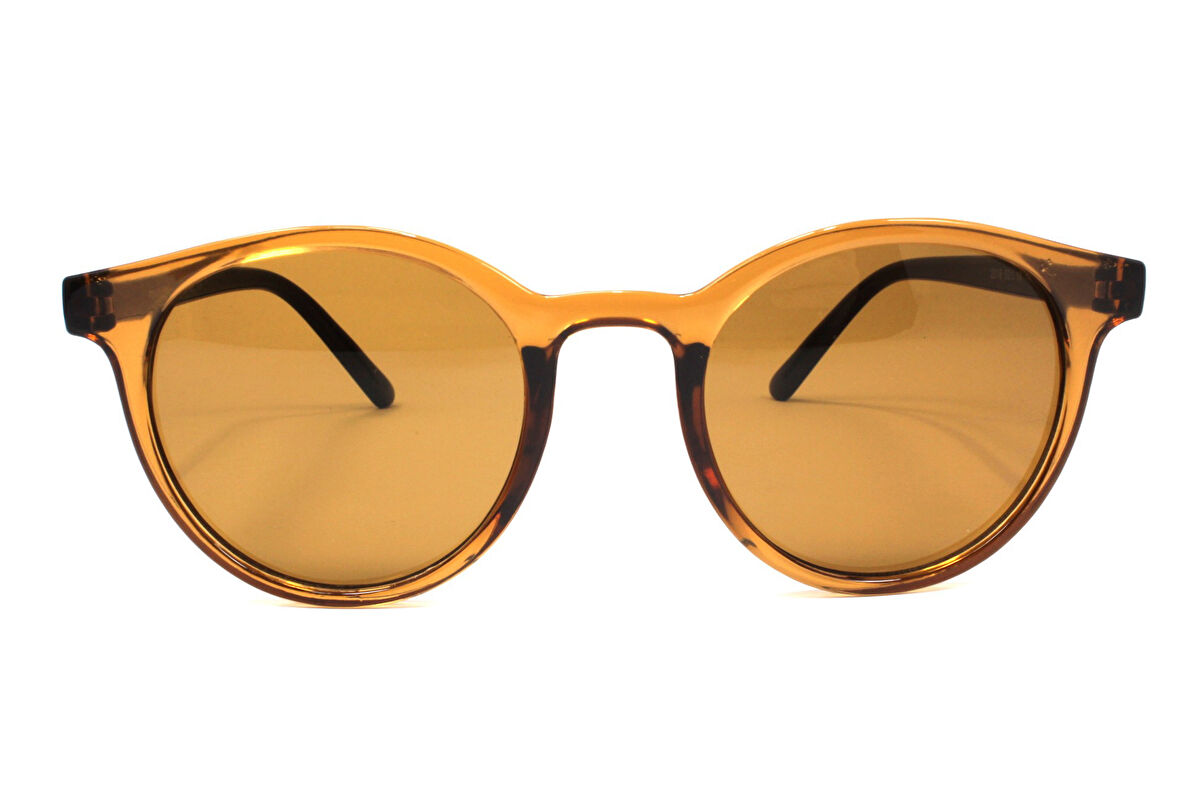 Şeffaf Kahverengi Yuvarlak Olivier Philippe Güneş Gözlüğü