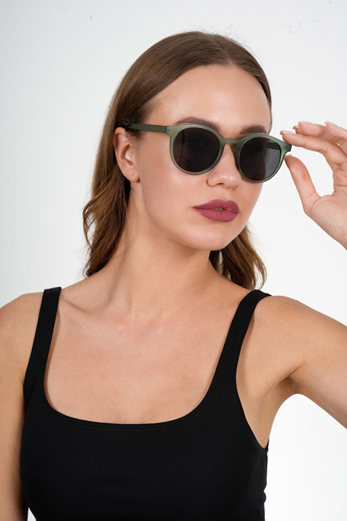 Mat Yeşil Yuvarlak Olivier Philippe Güneş Gözlüğü