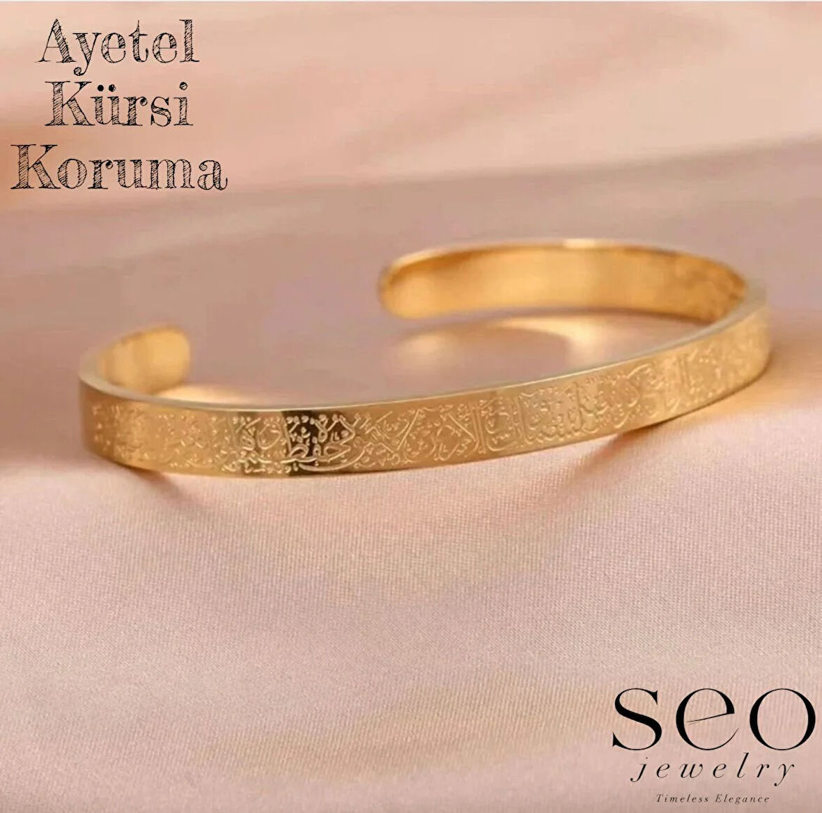 Ayetel Kürsi Manevi Koruma Çelik Gold Bileklik