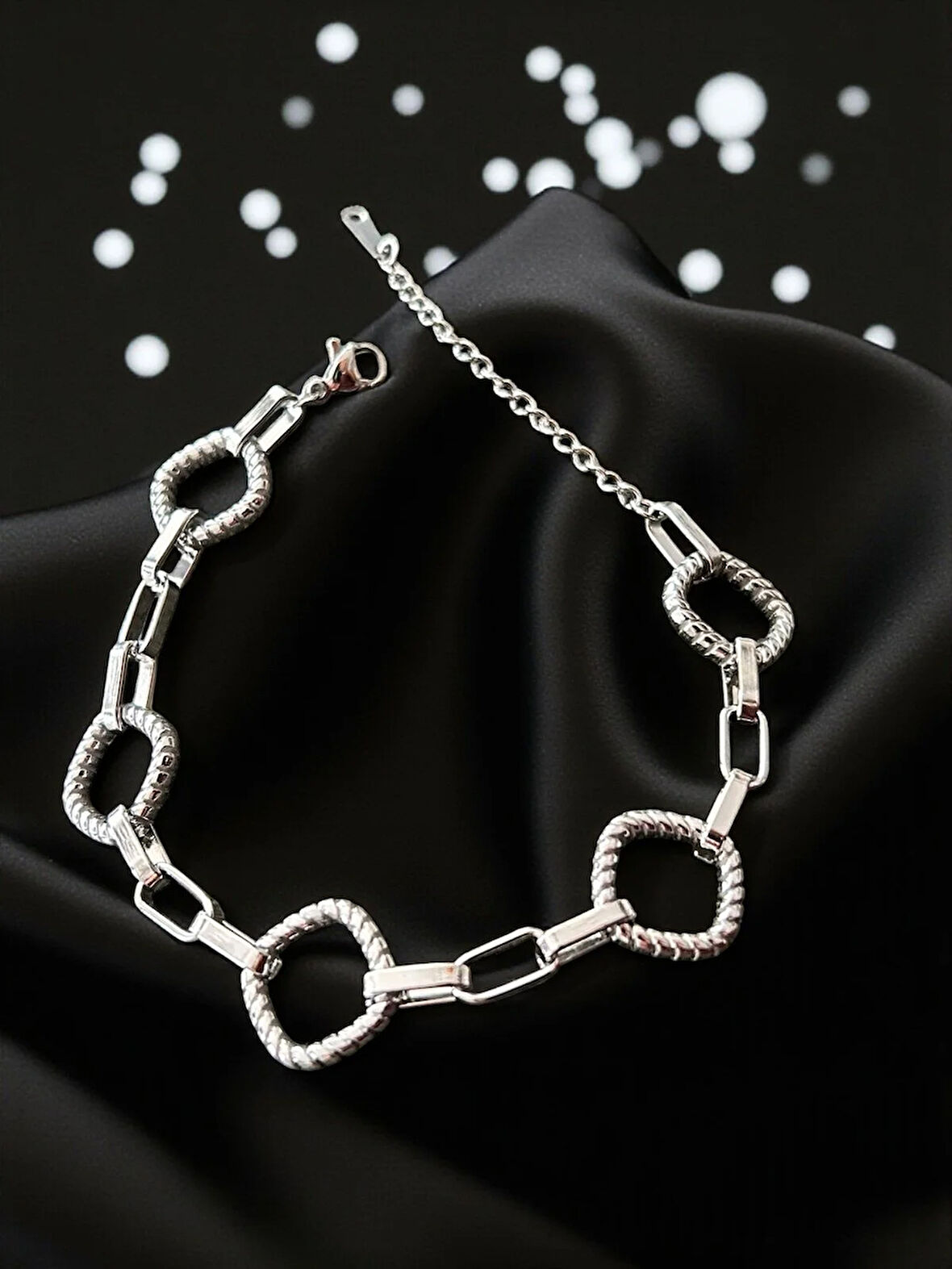 VIP Silver Geometrik Çelik Bileklik Kararmaz
