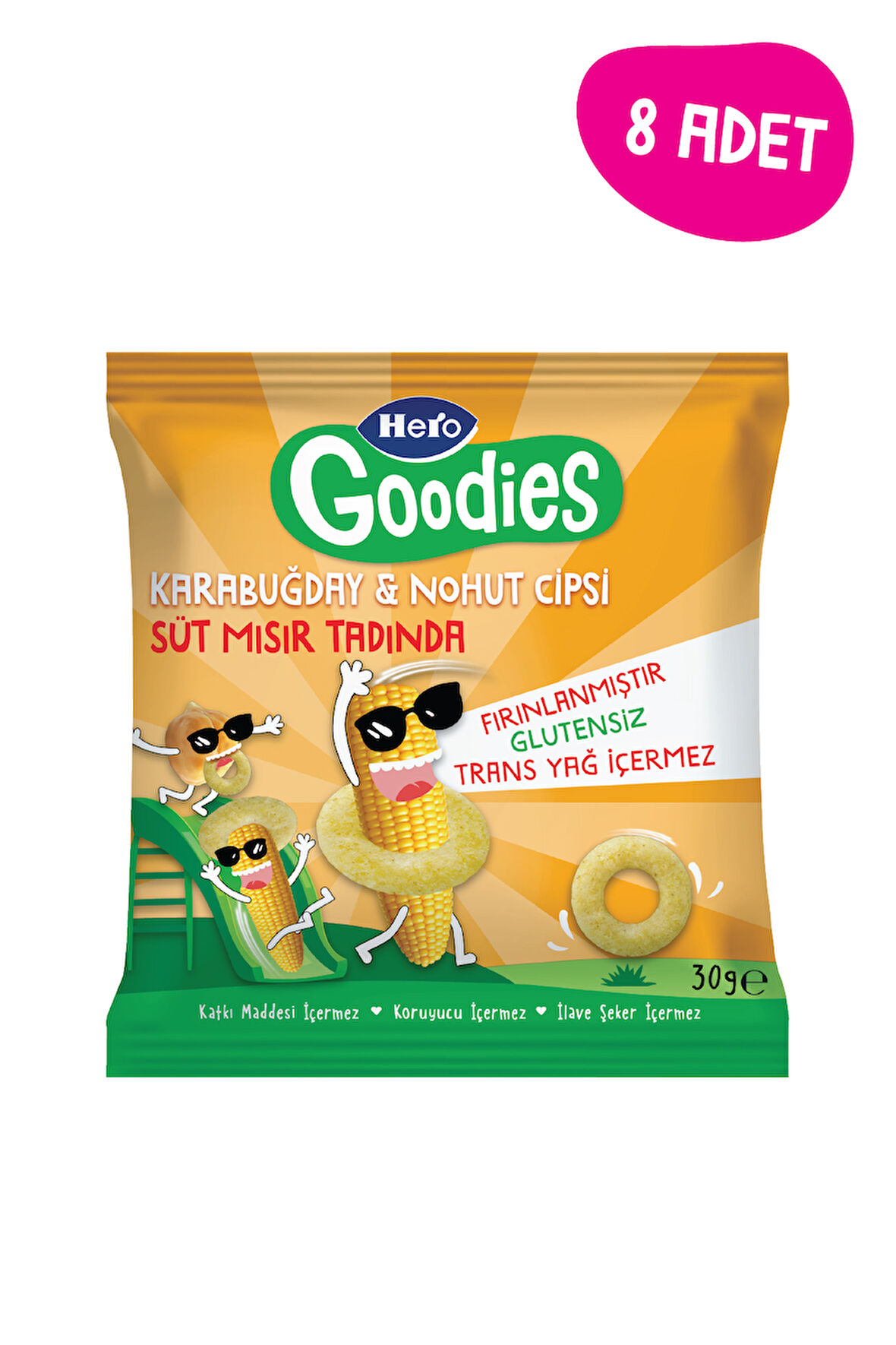 Hero Goodies Süt Mısırlı Sağlıklı Cips 30g x8
