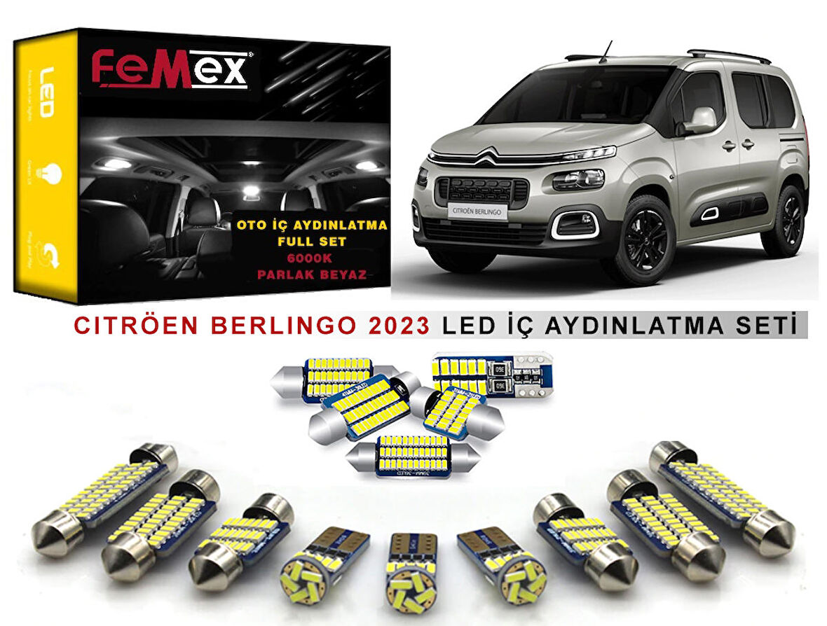 Citröen Berlingo 2023 Araçlar için LED İç Aydınlatma Ampul Seti FEMEX Parlak Beyaz