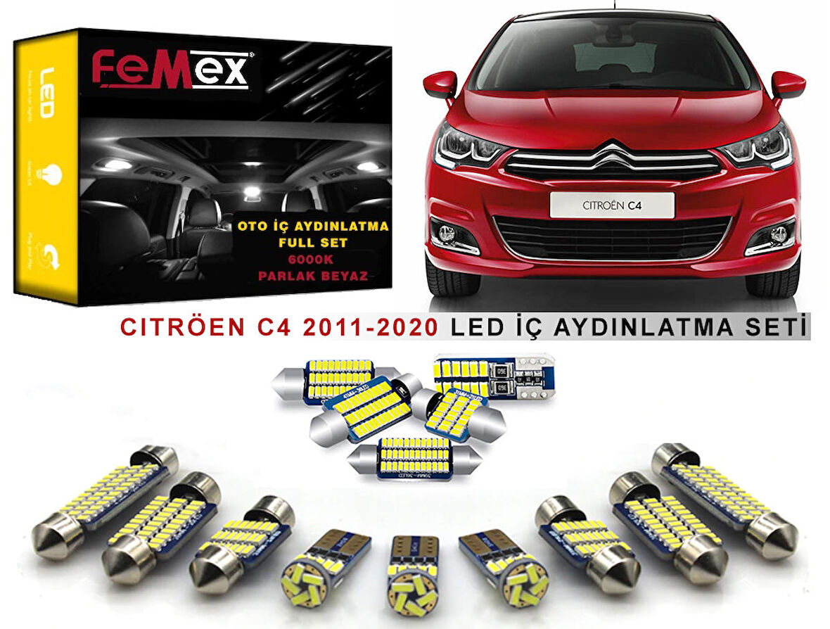 Citröen C4 (2011-2020) LED İç Aydınlatma Ampul Seti FEMEX Parlak Beyaz