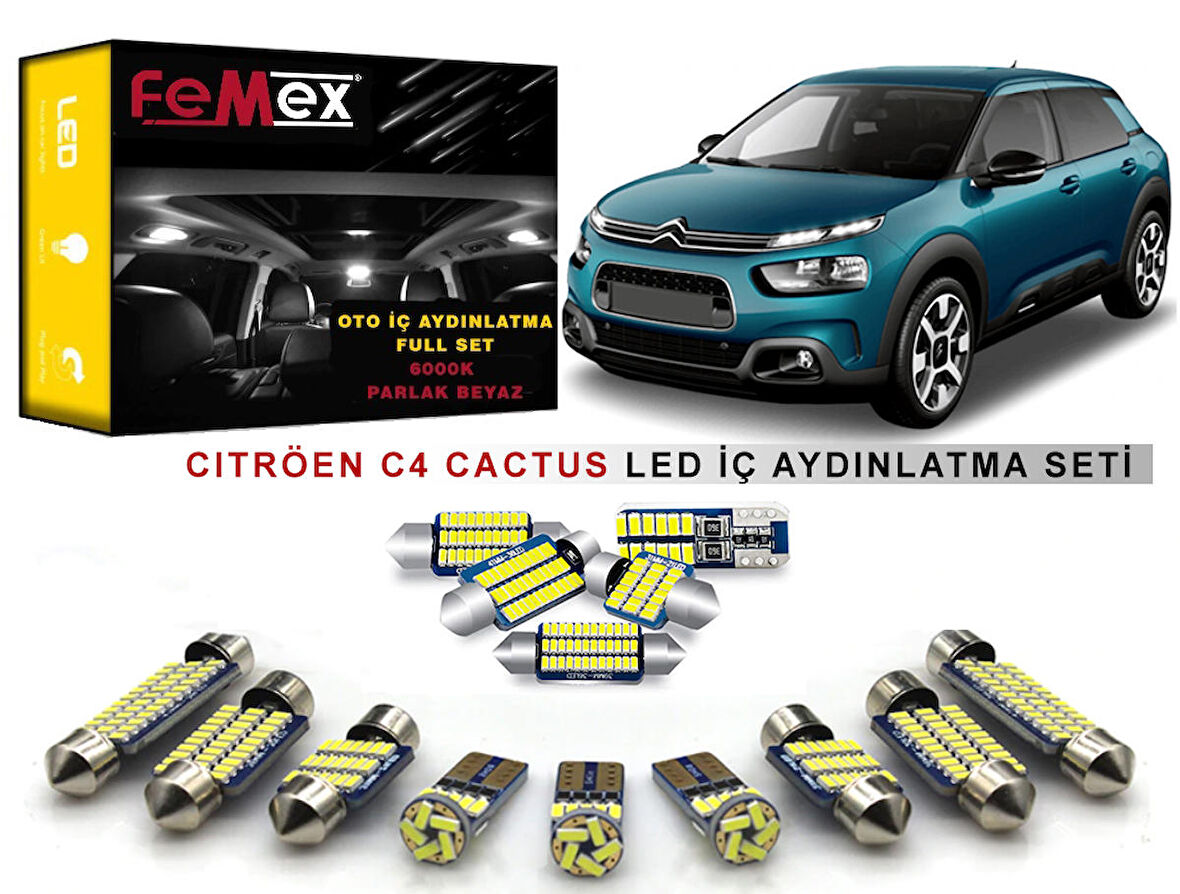 Citröen Cactus LED İç Aydınlatma Ampul Seti FEMEX Parlak Beyaz