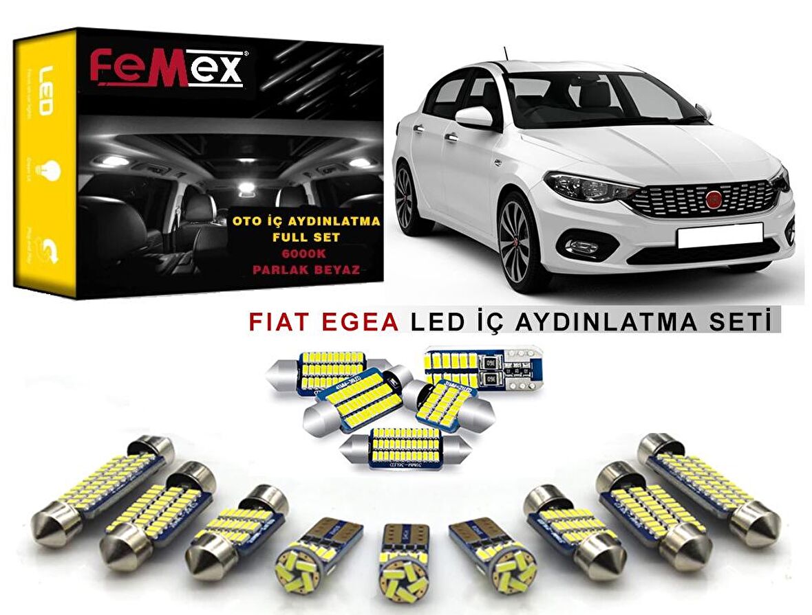 Fiat Egea LED İç Aydınlatma Ampul Seti FEMEX Parlak Beyaz