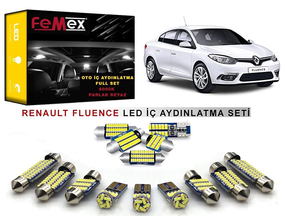 Renault Fluence LED İç Aydınlatma Ampul Seti FEMEX Parlak Beyaz