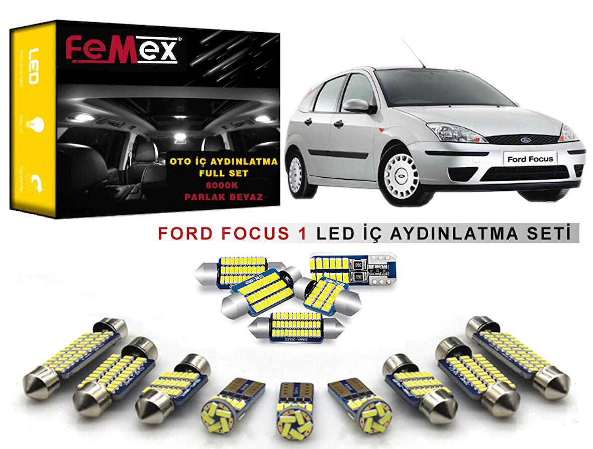 Ford Focus 1 LED İç Aydınlatma Ampul Seti FEMEX Parlak Beyaz