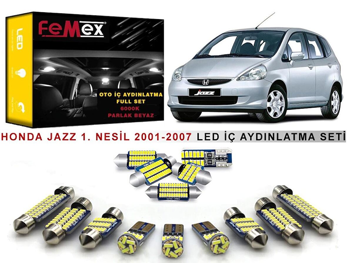 Honda Jazz 2001-2007 1. Nesil LED İç Aydınlatma Ampul Seti FEMEX Parlak Beyaz