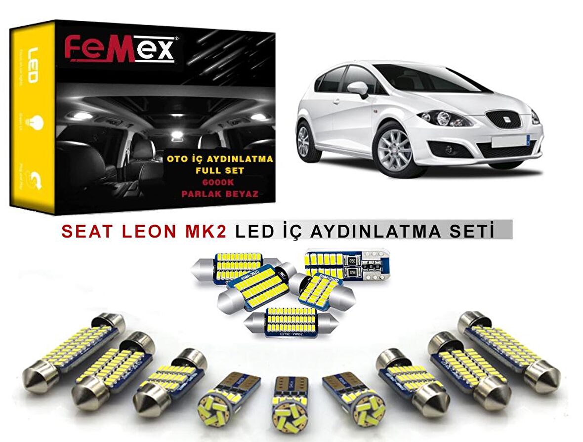 Seat Leon MK2 LED İç Aydınlatma Ampul Seti FEMEX Parlak Beyaz