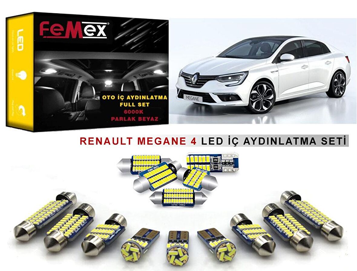 Renault Megane 4 LED İç Aydınlatma Ampul Seti FEMEX Parlak Beyaz