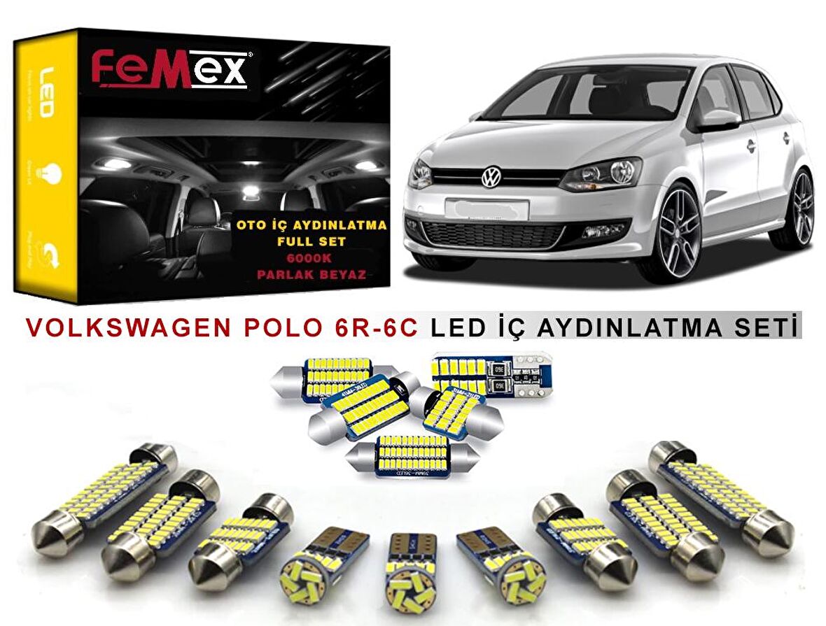 Volkswagen Polo 6R-6C LED İç Aydınlatma Ampul Seti FEMEX Parlak Beyaz