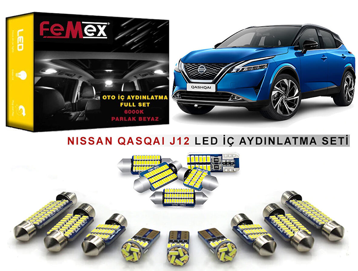 Nissan Qashqai J12 LED İç Aydınlatma Ampul Seti FEMEX Parlak Beyaz