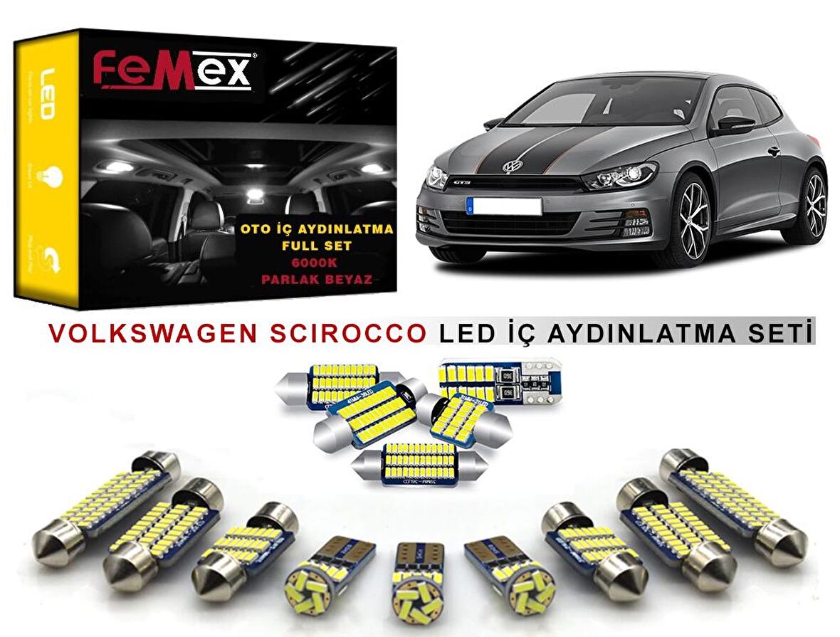 Volkswagen Scirocco LED İç Aydınlatma Ampul Seti FEMEX Parlak Beyaz