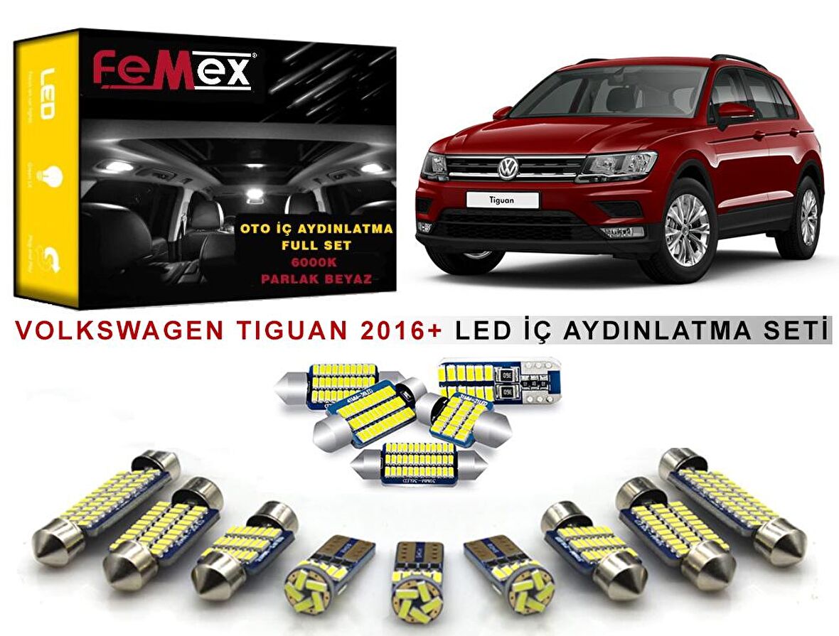 Volkswagen Tiguan 2016+ LED İç Aydınlatma Ampul Seti FEMEX Parlak Beyaz