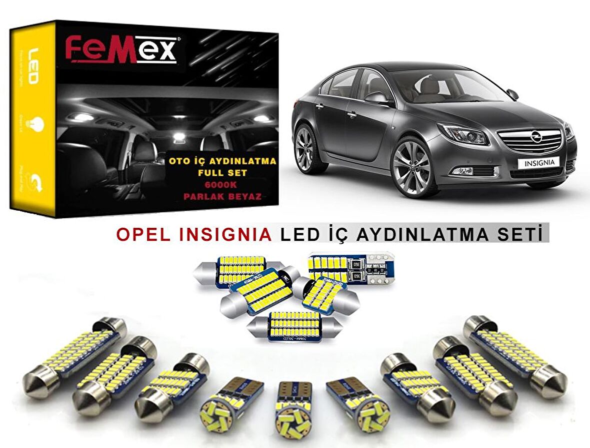Opel insignia LED İç Aydınlatma Ampul Seti FEMEX Parlak Beyaz