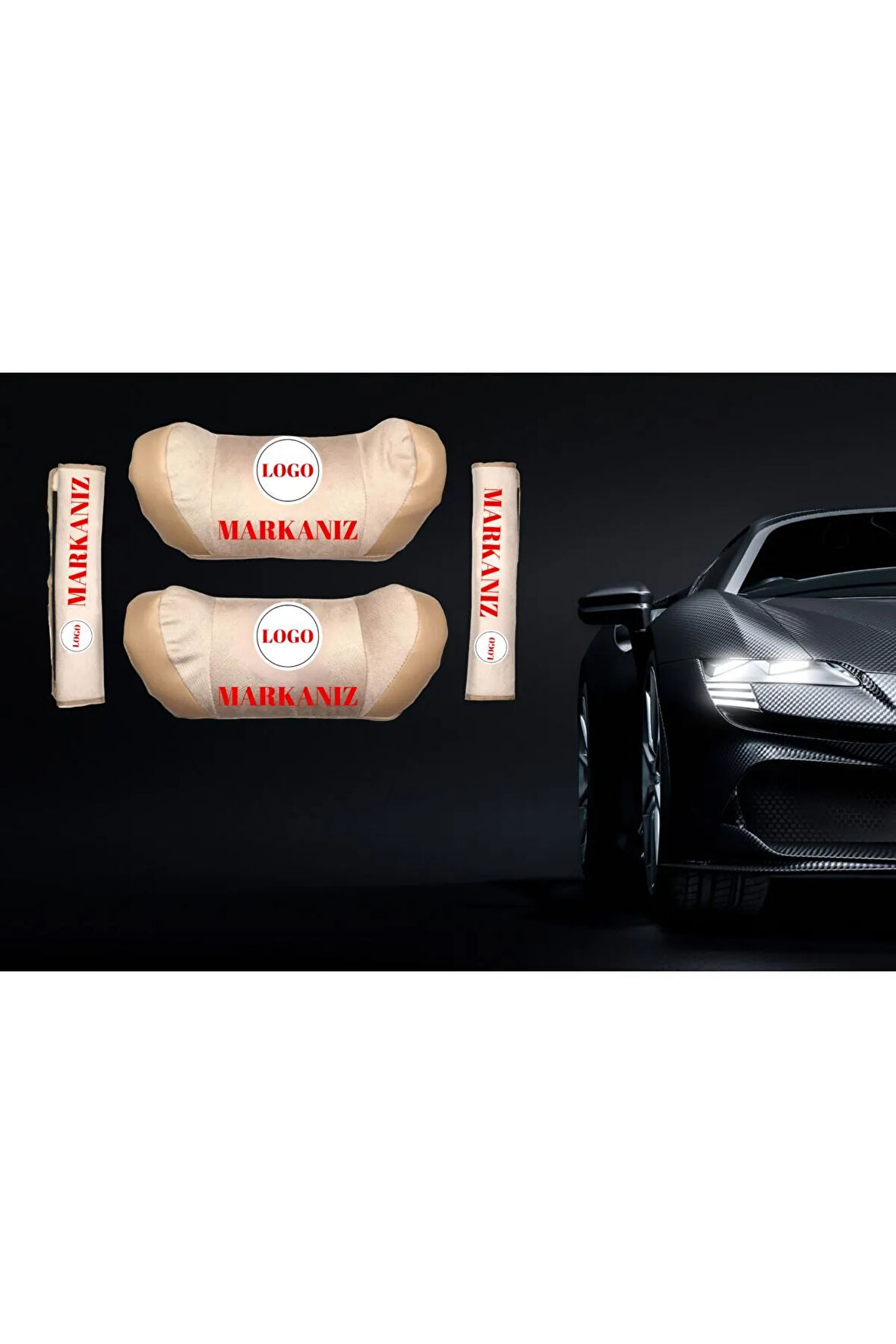 FIAT GRANDE PUNTO Ultra Lüks Boyun Yastığı ve Emniyet Kemer Ped Seti Bej