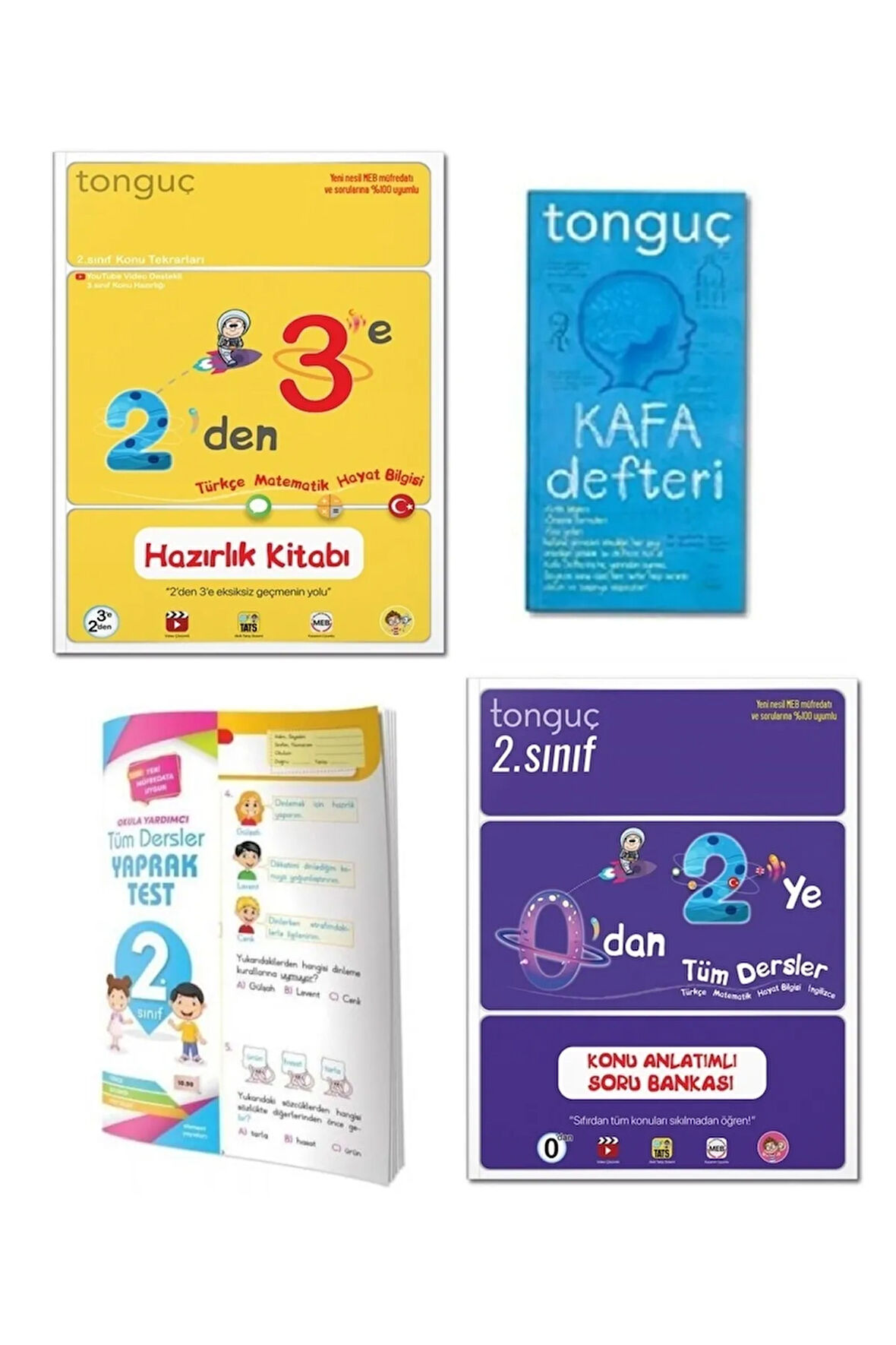 2.sınıf 0'dan 2'ye Konu Anlatımlı Soru Bankası Ve 2'den 3'e Hazırlık Kitabı+kafa Defteri+yaprak Test