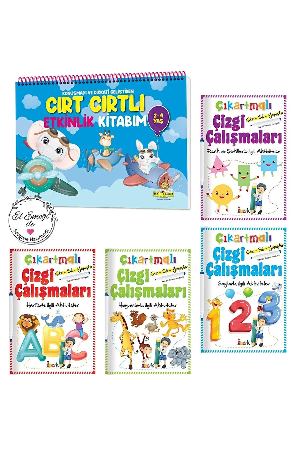 2-4 Yaş Cırt Cırtlı Etkinlik Kitabım Ve Çıkartmalı Çizgi Çalışmaları Seti (okul Öncesi Etkinlikler)