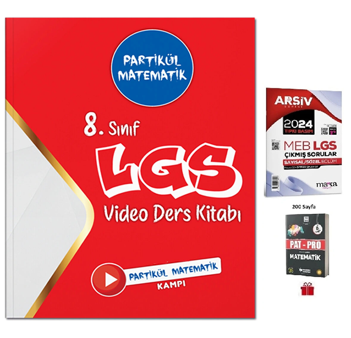 Tonguç 8. Sınıf Partikül Matematik Video Ders Kitabı ve 2024 Lgs Çıkmış Soruları+Pat-Pro Matematik Soru Bankası