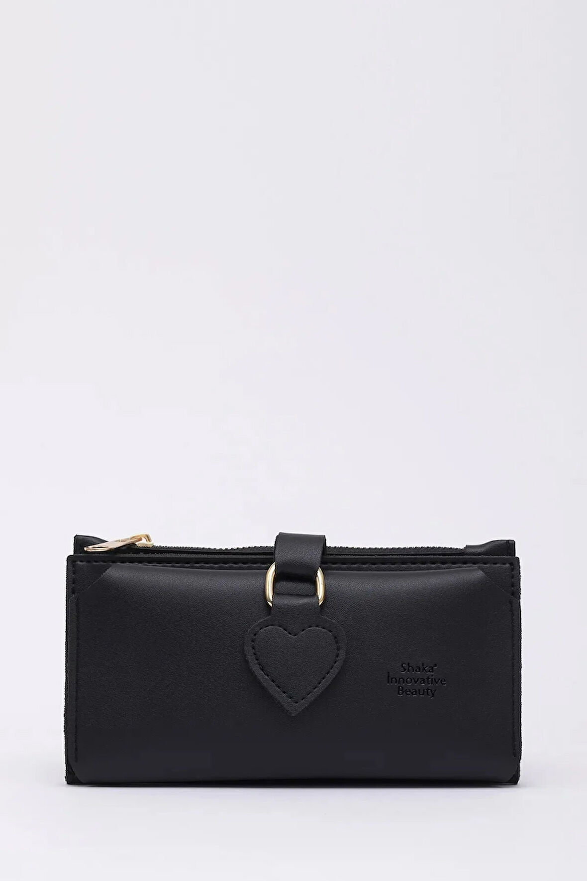 Kadın Yumuşak Suni Deri Kalpli Çıtçıt Kapatmalı Telefon Bölmeli Bozuk Ve Kağıt Para Gözlü Şık