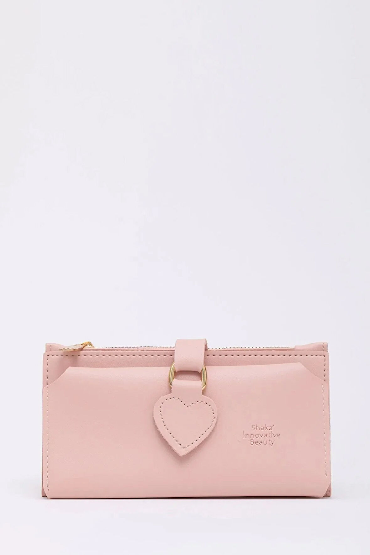 Kadın Yumuşak Suni Deri Kalpli Çıtçıt Kapatmalı Telefon Bölmeli Bozuk Ve Kağıt Para Gözlü Şık