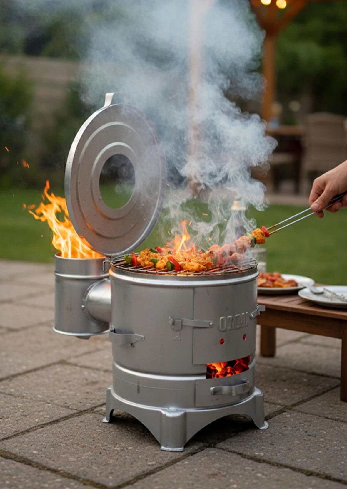 Çok Amaçlı 2'si 1 Arada Soba & Mangal | Portatif Bahçe, Kamp ve Piknik Barbekü Ocağı