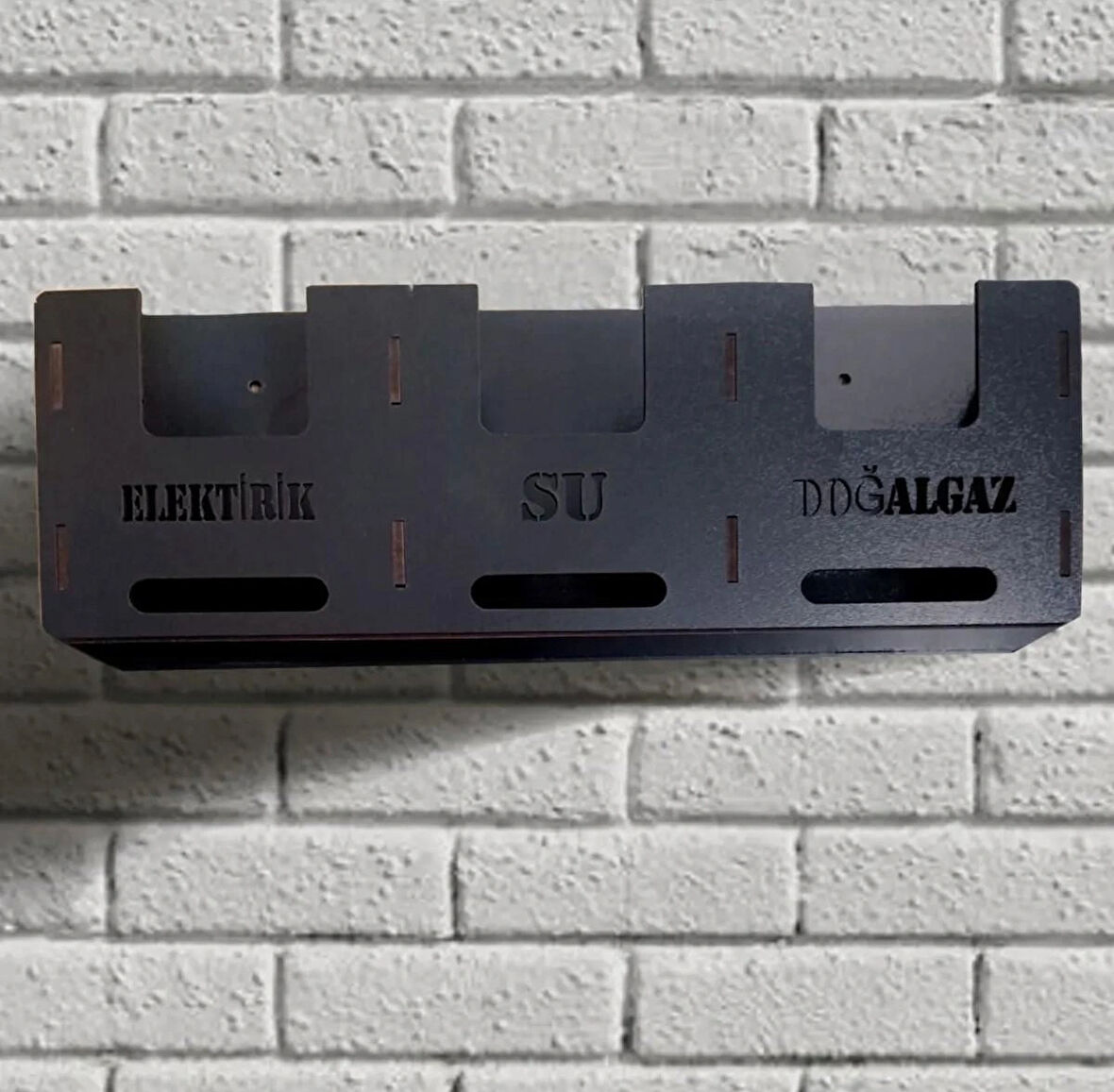 Siyah Renk Ahşap Mdf Fatura Kutusu Ortak Alan Düzenleyci