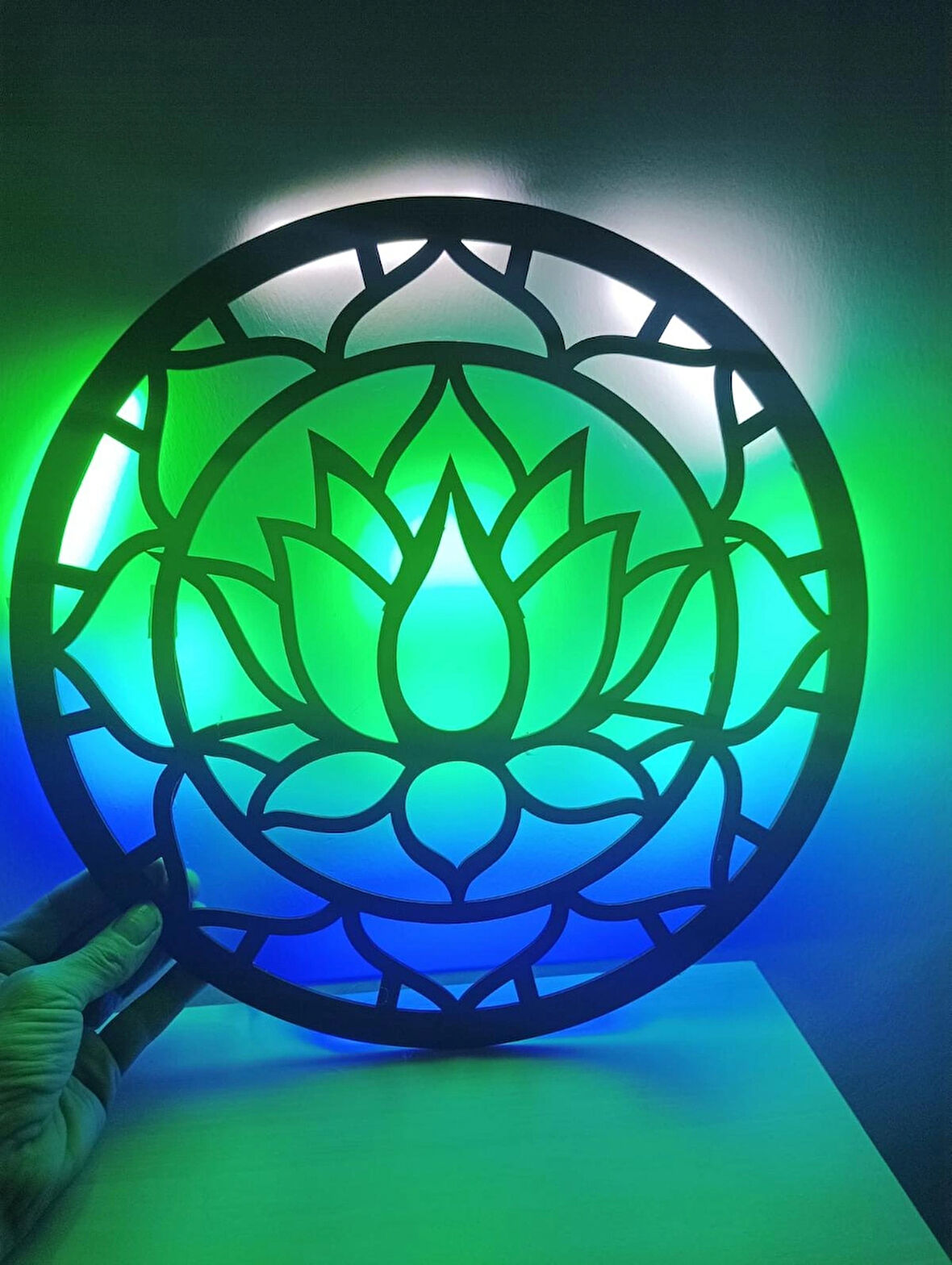 LOTUS ÇİÇEĞİ LED IŞIKLI AHŞAP MDF DEKOR